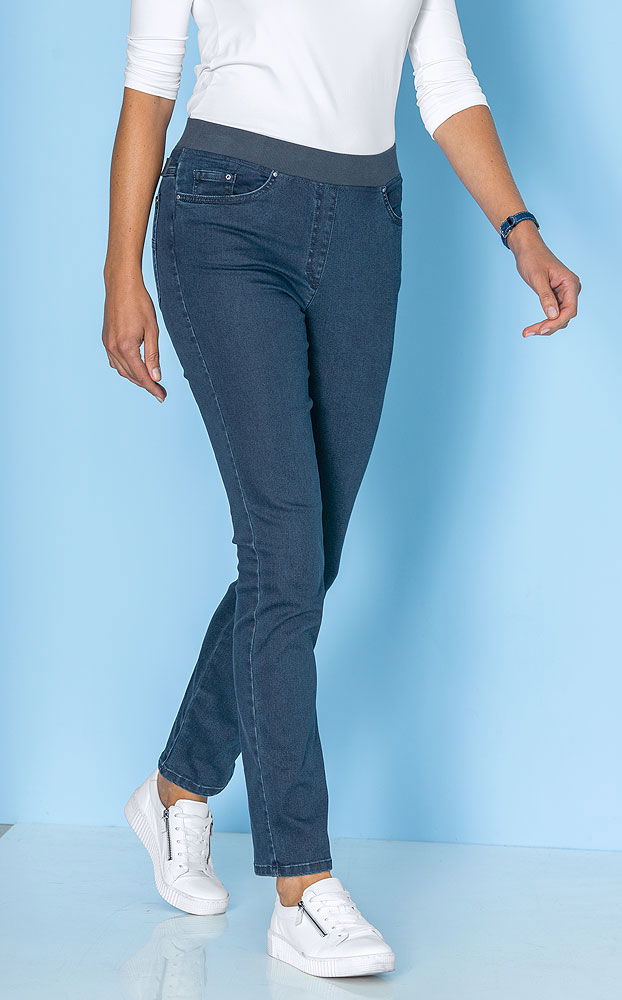 Jerseybund uten knapp på Stretch-jeans dame 5-lommer - RAPHAELA by BRAX