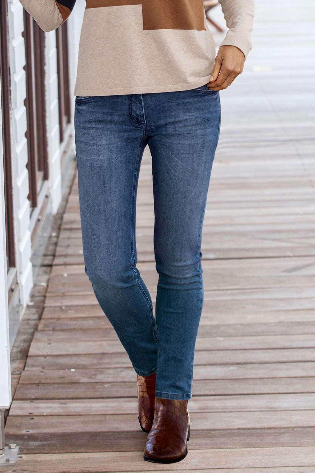 Stretch-jeans dame 5 lommer med smal passform - Betty Barclay lomme detalj