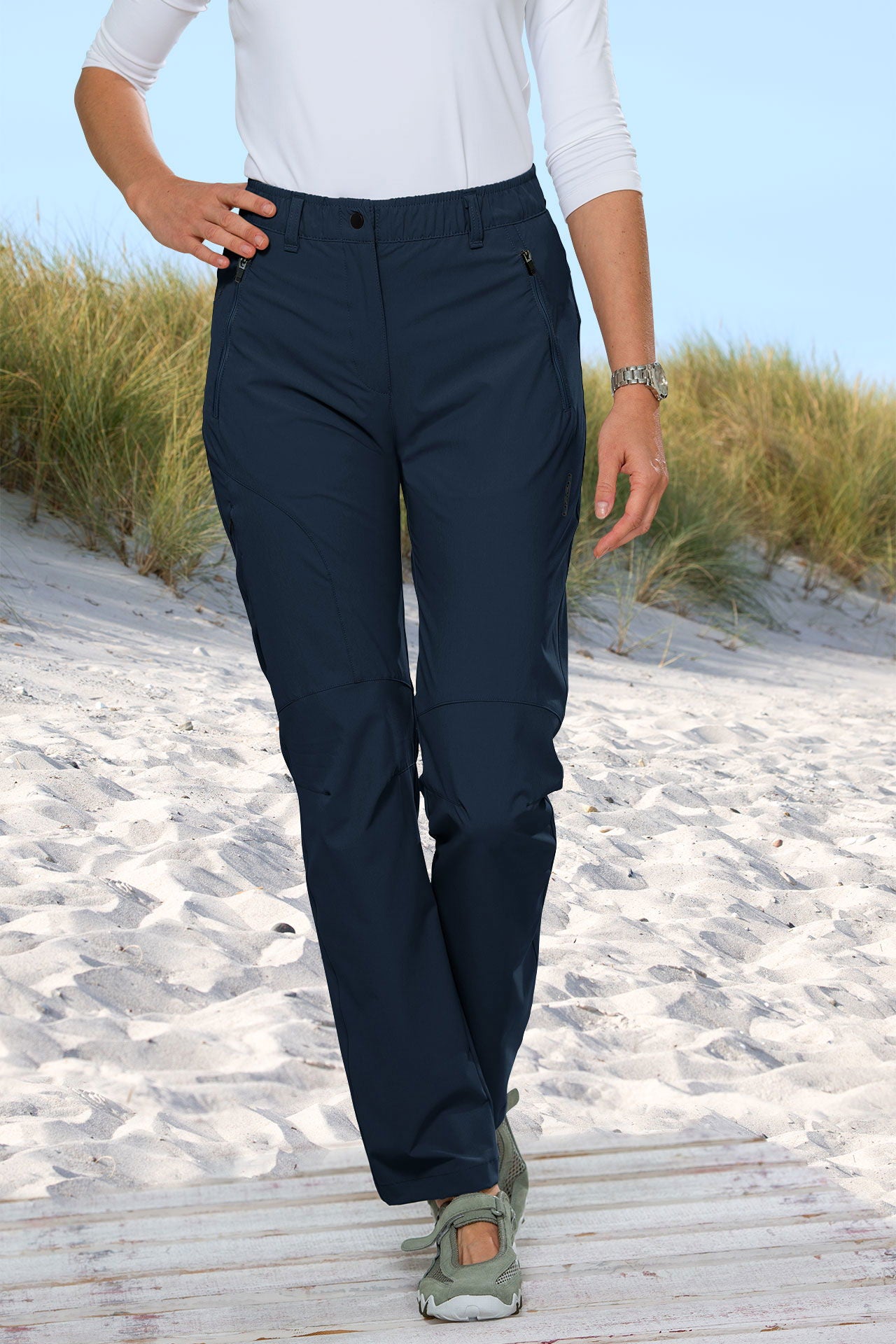 Stretch reisebukse dame quick dry vind- og vannavvisende - HOT Sportswear forfra