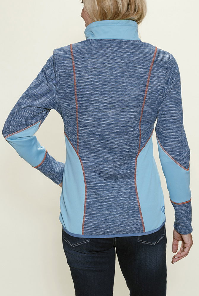 Glidelåslomme på Strikkefleece jakke dame med jersey bicolor mellomlag annabell