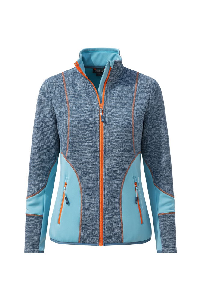 Strikkefleece jakke dame med jersey bicolor mellomlag annabell montert