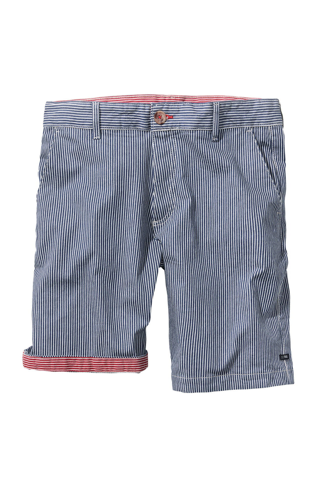 Stripete bermudashorts bomull med beltehemper sidelommer