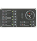 Strømfordelingspanel 12V 8 kretser med voltmeter - forfra