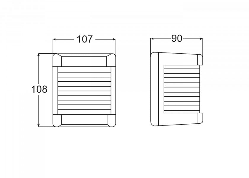 Styrbordlanterne serie 2984 halogen 12V hvit - Hella Marine bakside