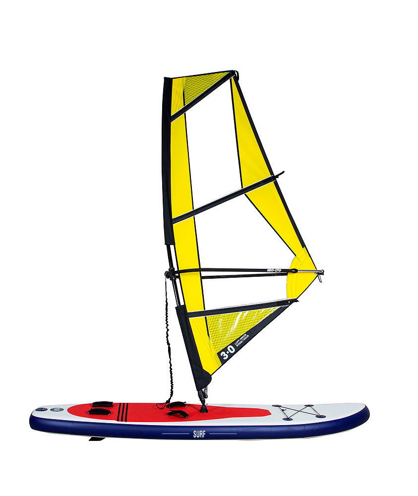 SUP 300 x 76 cm med windsurfingseil 130 kg 282 l Compass forfra