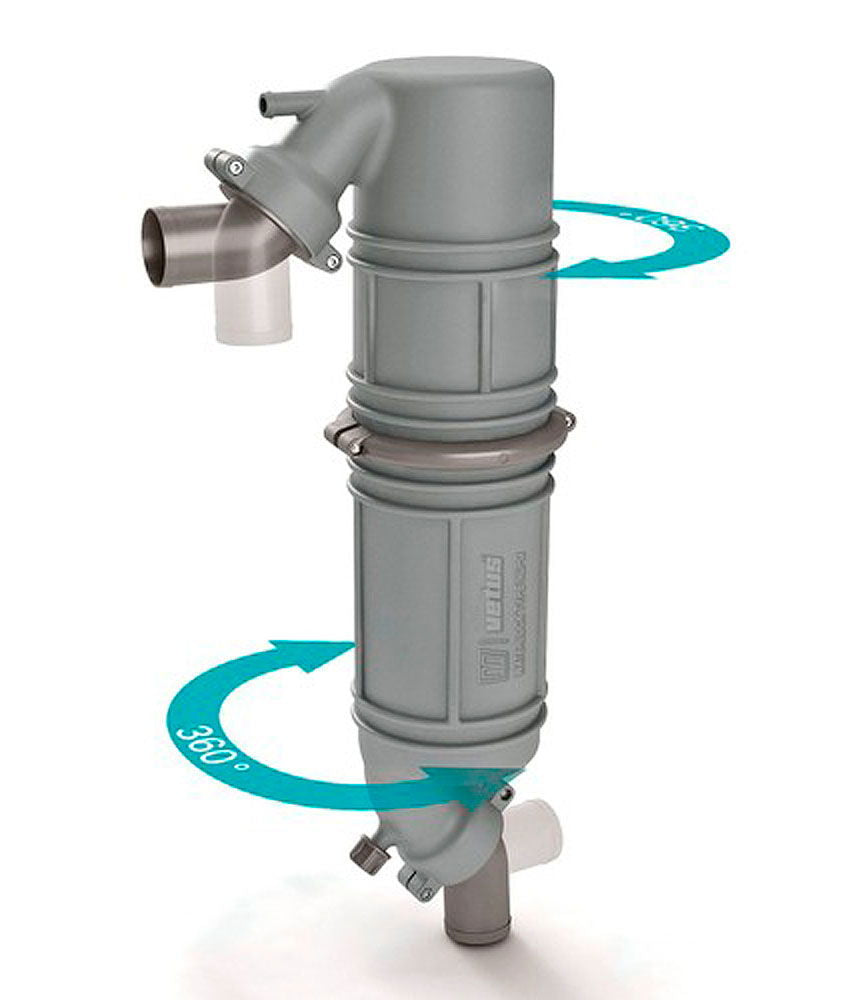 Svanehals med lyddemper plast 40 mm - Vetus forfra