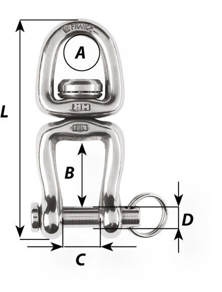 Svivel HR med gaffelbolt 70 mm 2800 kg bakside
