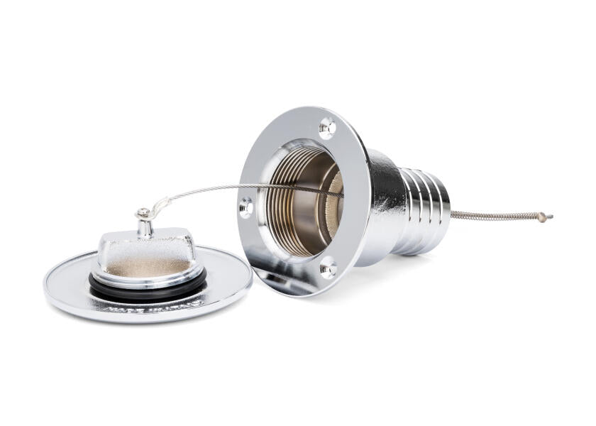 Montering av Tankpåfyllingsstuss vann 38 mm forkrommet messing - Bavaria
