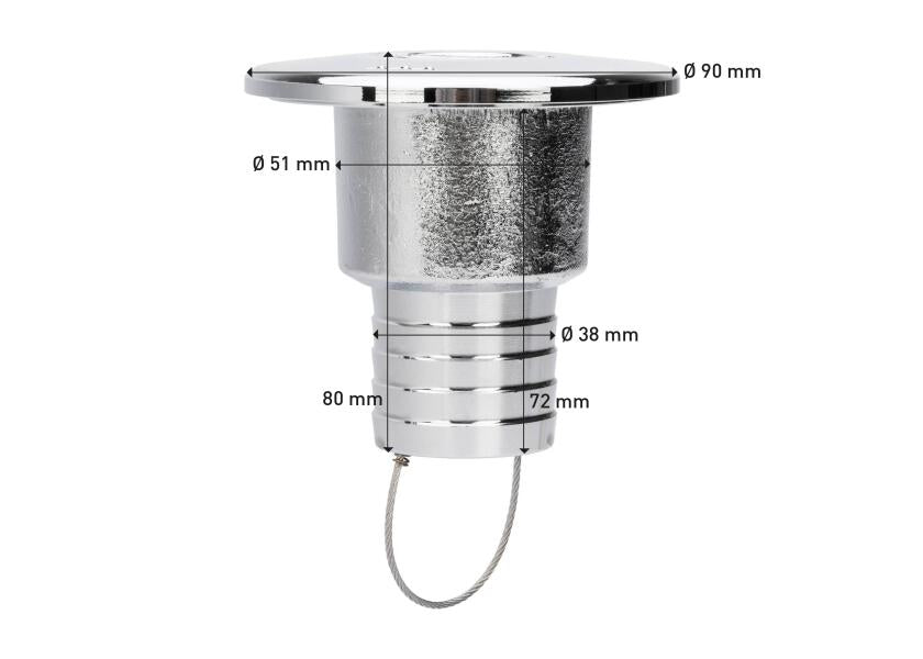 Tankpåfyllingsstuss vann 38 mm forkrommet messing - Bavaria i bruk