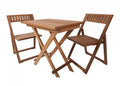 Teak klappsett med bord og to klappstoler 70x50 cm forfra