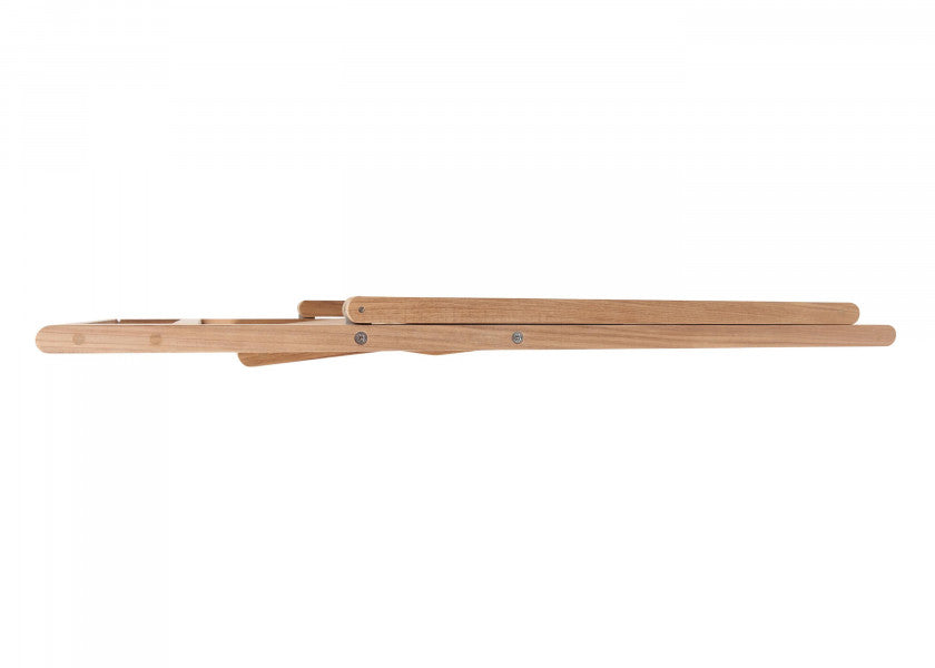 Teak klappsett med bord og to klappstoler 70x50 cm vinklet utsikt