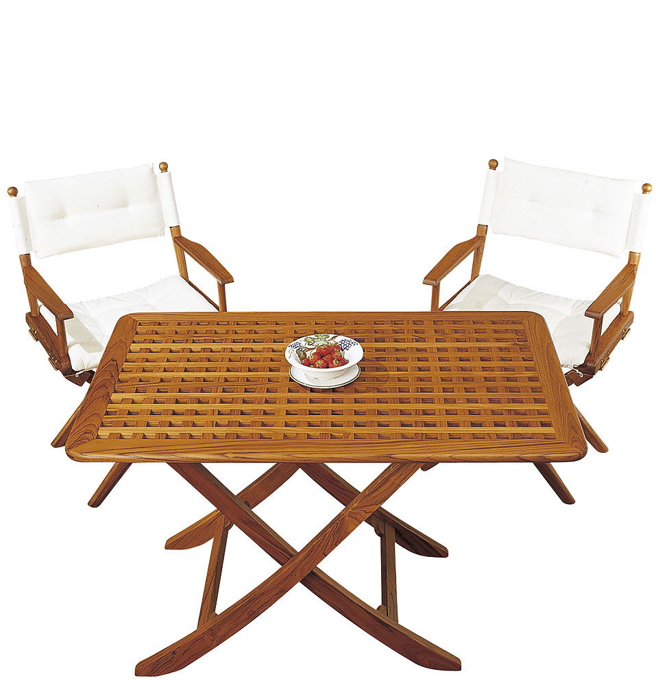 Teakbord med grating 100x60 cm justerbar høyde ARC Marine forfra