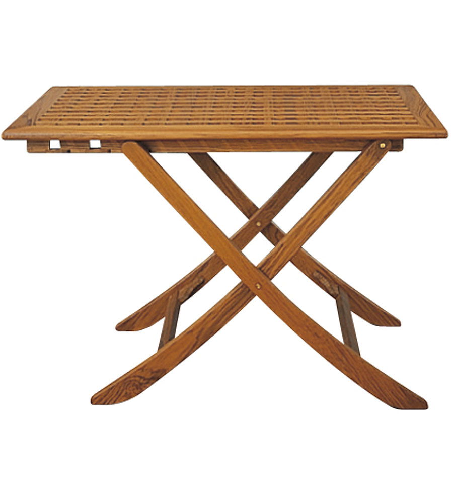 Teakbord med grating 100x60 cm justerbar høyde ARC Marine montert