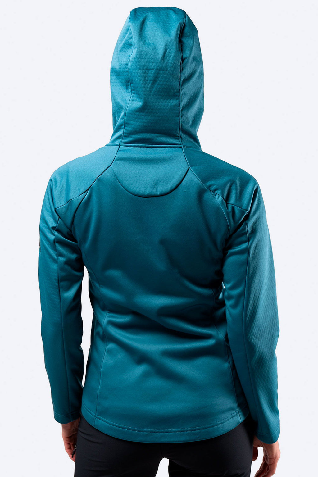 Detalj av stoff på Tech Hoodie dame vanntett 3-lags fleecefôr mellomlag