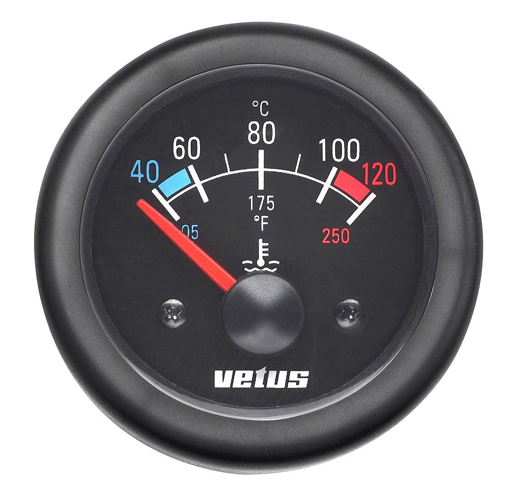 Temperaturmåler 12/24V 40-120 grader C belyst Ø 52 mm - Vetus for båtmåling