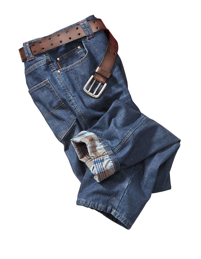 Detalj av Thermo-jeans med flanellfôr og stretch 5-lommer