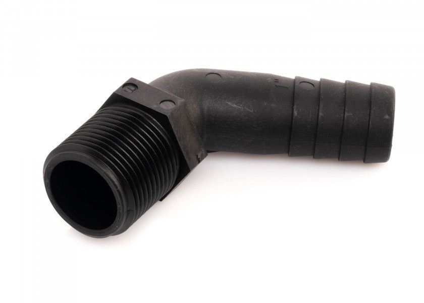 Detalj av Tilkoblingsnippel 120° utvendig gjenge 19 mm kunststoff svart