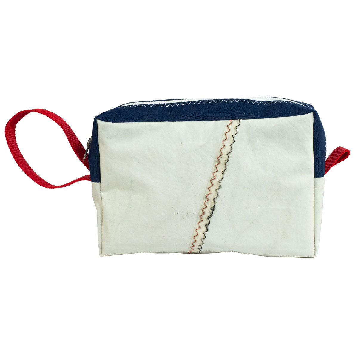 Nærbilde av glidelås på Toalettmappe Mini Bag resirkulert seilduk 23x14x8 cm
