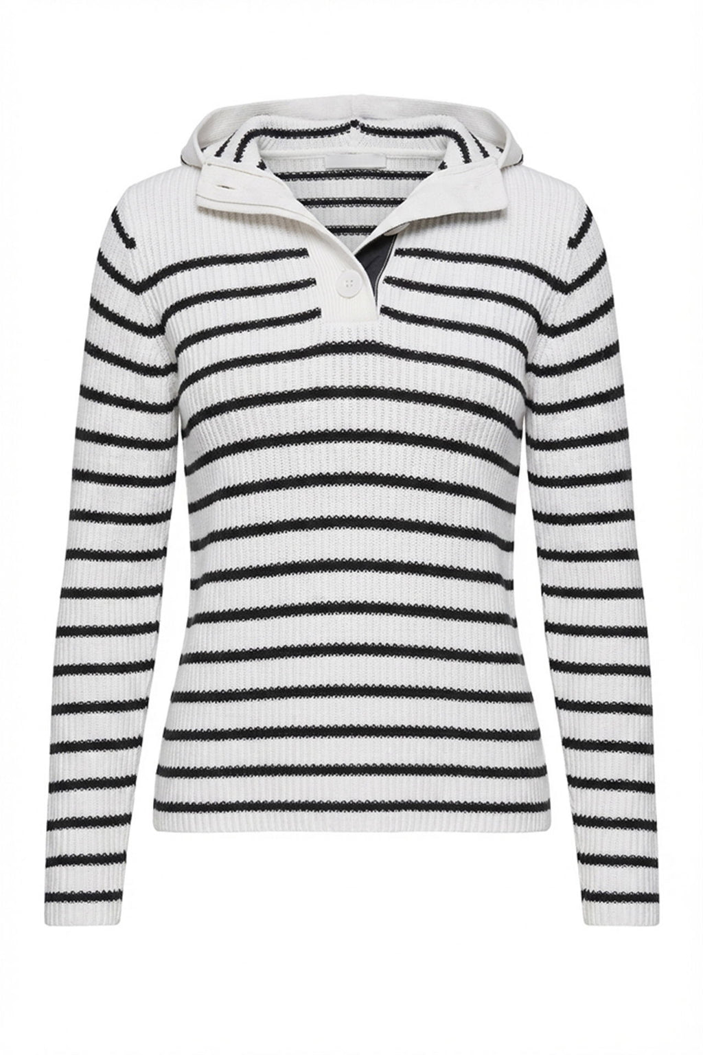 Troyer dame ribbestrikk med striper 60 cm erme detalj