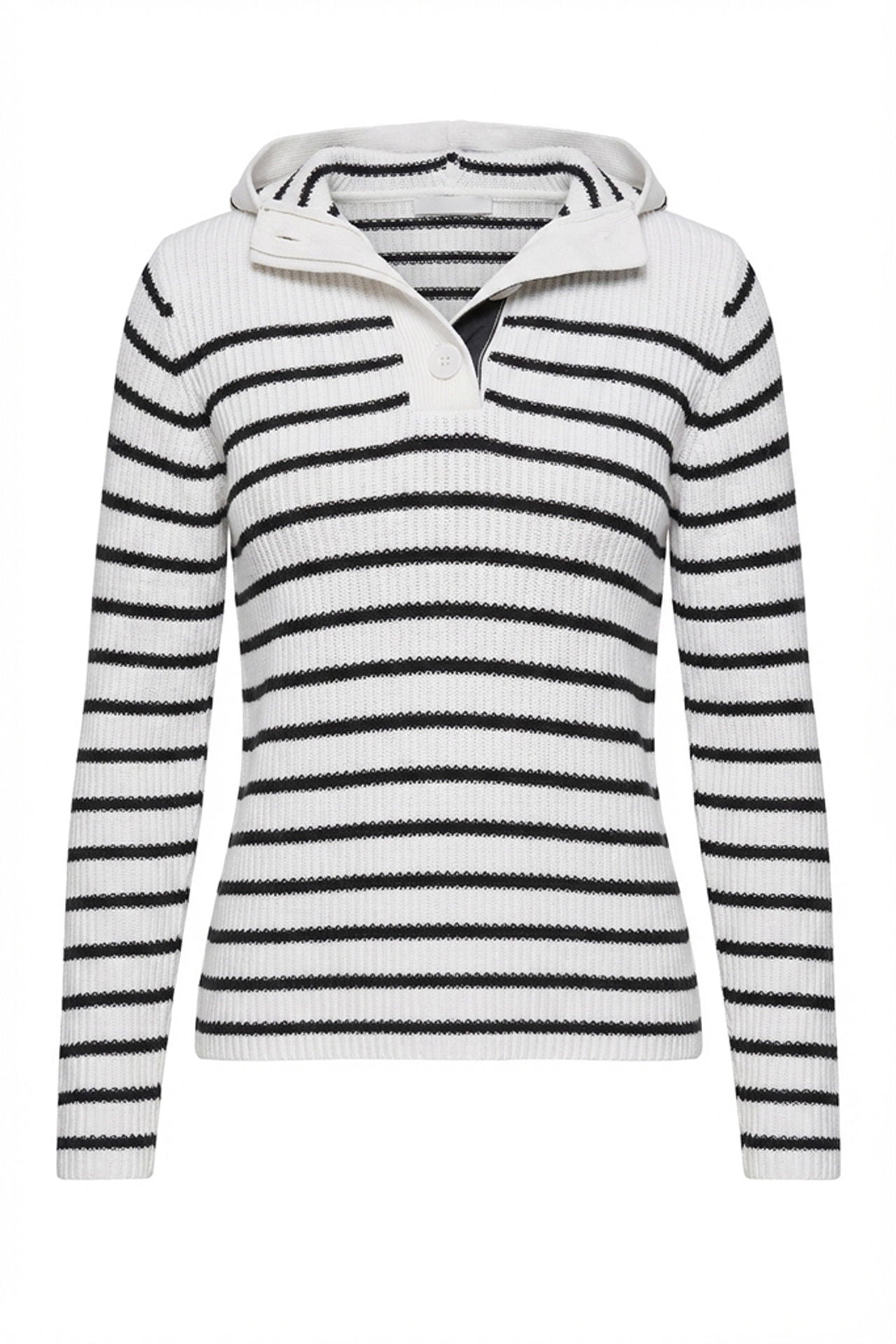 Troyer dame ribbestrikk med striper 60 cm erme detalj