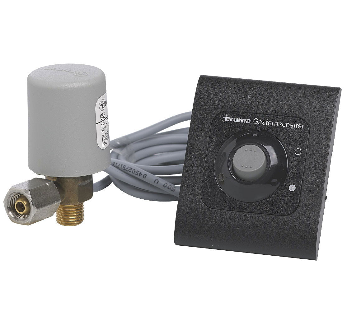 Truma fjernbryter for gass med kontrolllampe fra Compass sett forfra