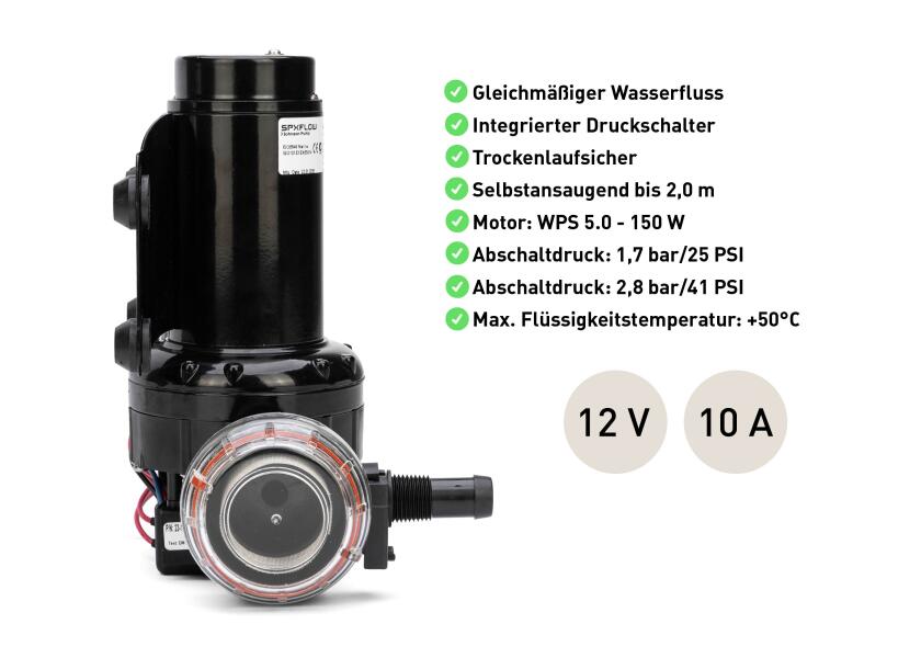Trykkvannspumpe Aqua Jet WPS 4.0 12V 15 l/min med vannstrøm