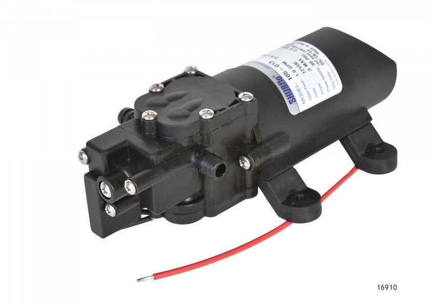 Trykkvannspumpe marin 12V 3,8 l/min selvsugende 10 mm - SHURFLO forfra