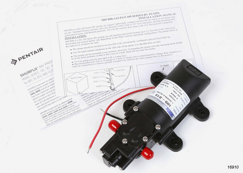 Trykkvannspumpe marin 12V 3,8 l/min selvsugende 10 mm - SHURFLO bakside