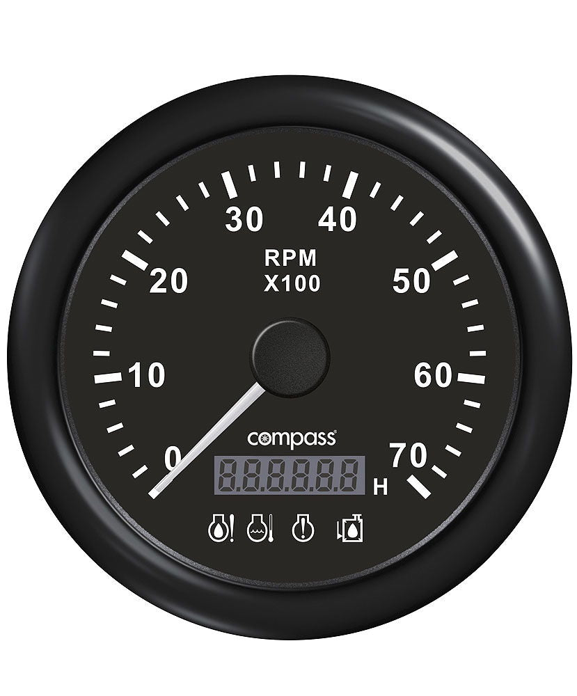 Turteller med LED-alarm 0-7000 o/min 85 mm - Compass forfra