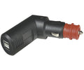 USB dobbel ladeplugg 12/24 V 5 V 2x2,5 A vinklet - Philippi forfra
