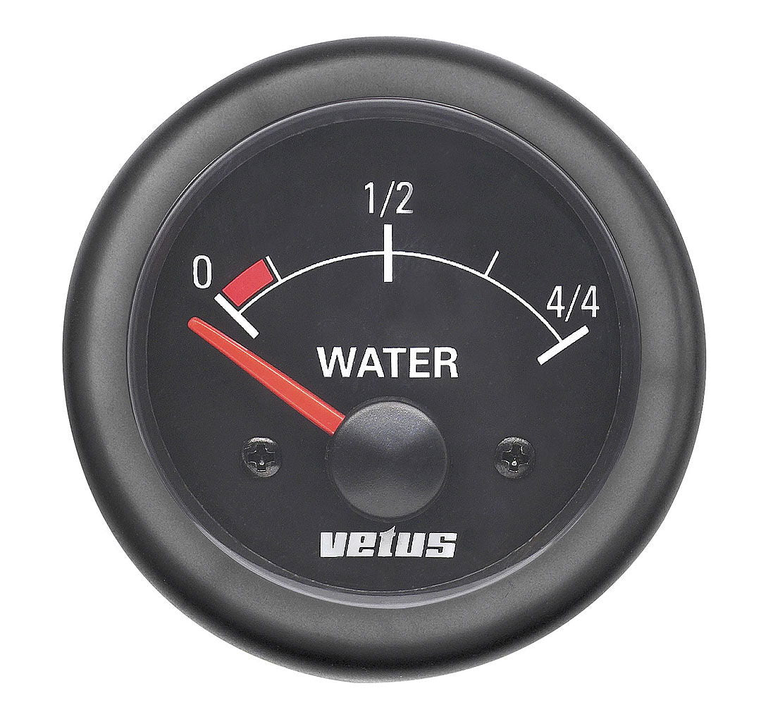 Vannmåler 12V med belysning Ø 52 mm innfelling - Vetus front