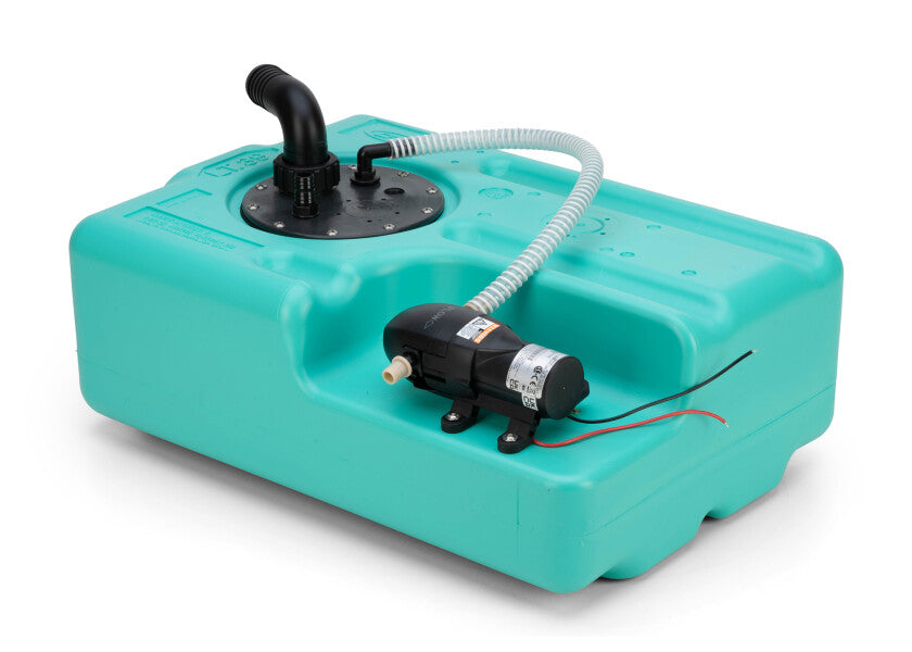 Vanntank 39 l med pumpe 3,8 l/min 12V - CAN PLASTIC forfra