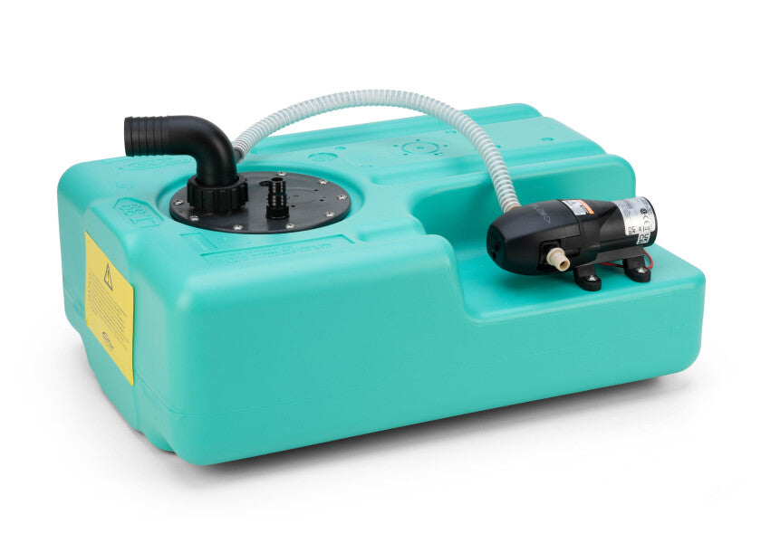 Vanntank 39 l med pumpe 3,8 l/min 12V - CAN PLASTIC fra siden