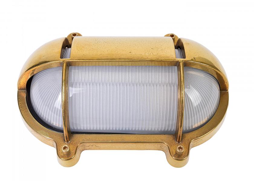 Vegg- og taklampe massiv messing oval vanntett detalj