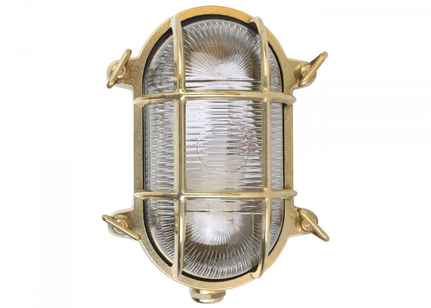 Vegg- og taklampe oval messing 230V E27 vanntett bakside