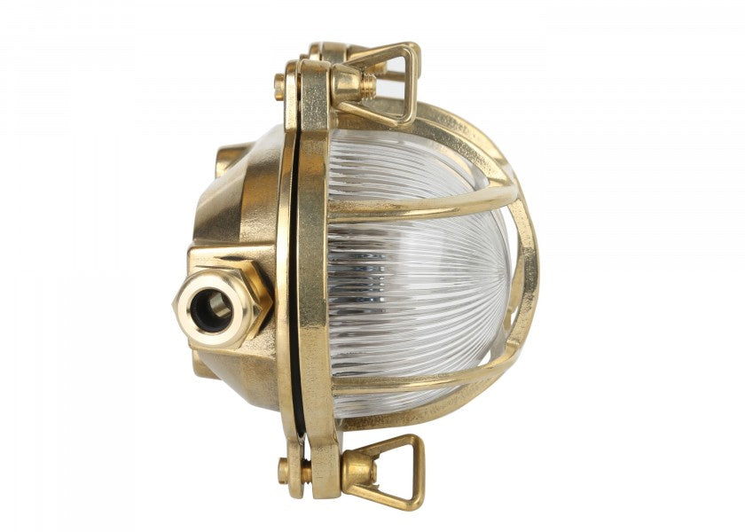 Nærbilde av Vegg- og taklampe oval messing 230V E27 vanntett