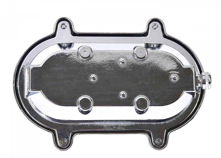 Bakside av vegglampe oval massiv messing forkrommet vanntett