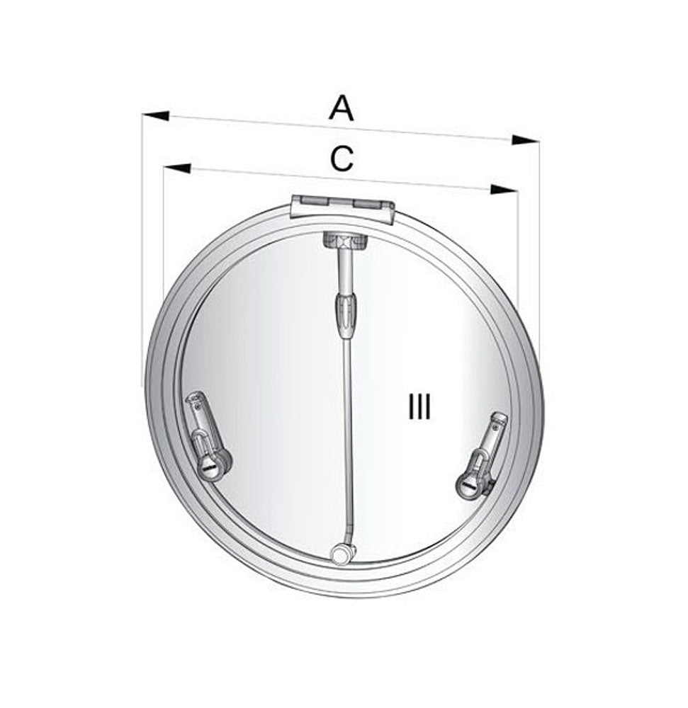 Vetus Altus 520 rund luke Ø 491 mm lavprofil 23 mm forfra