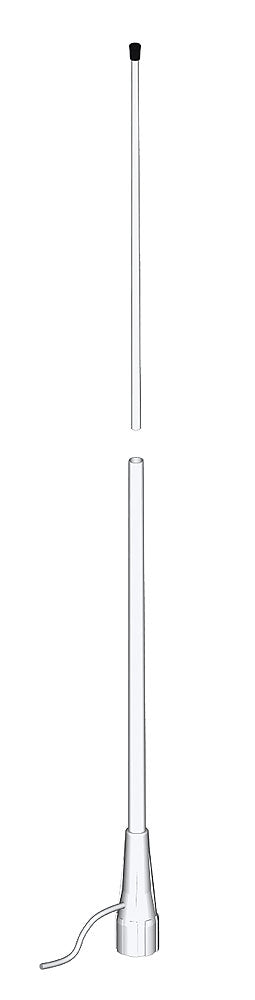VHF/AIS-antenne 1,5 m hvit glassfiber med PL259 forfra