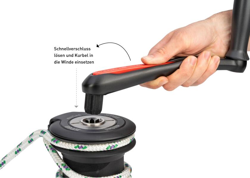 Vinsjhåndtak QUICKLOCK med knott 200 mm aluminium - Ronstan helhetsbilde