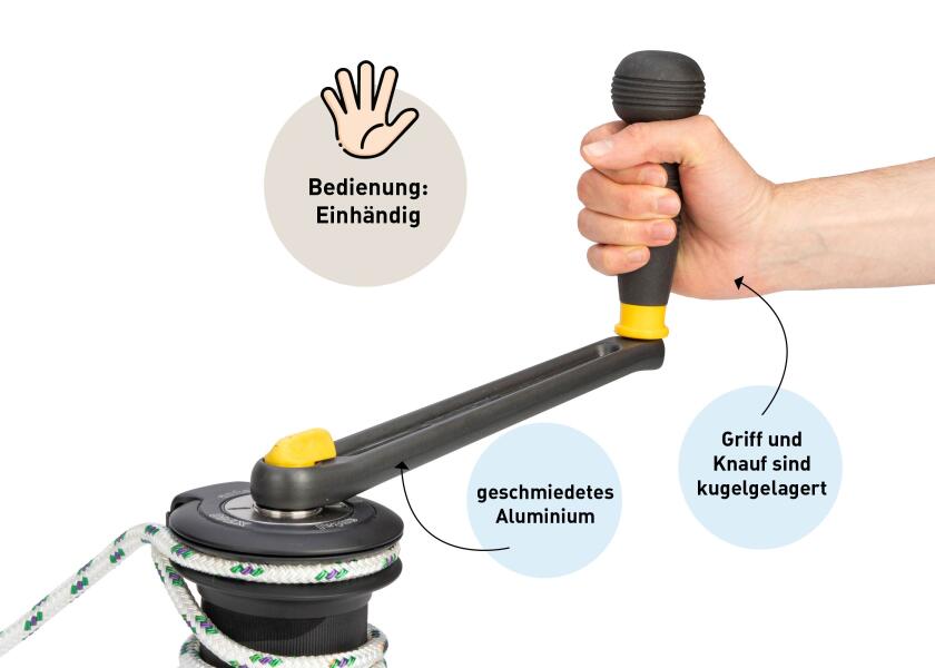 Vinsjhåndtak racing BALLGRIP 255 mm aluminium kulelager topp