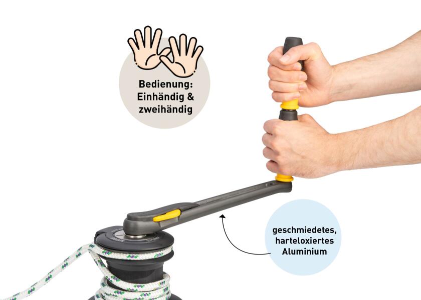 Vinsjhåndtak SPEEDYLOCK 250 mm aluminium dobbeltgrep helhetsbilde