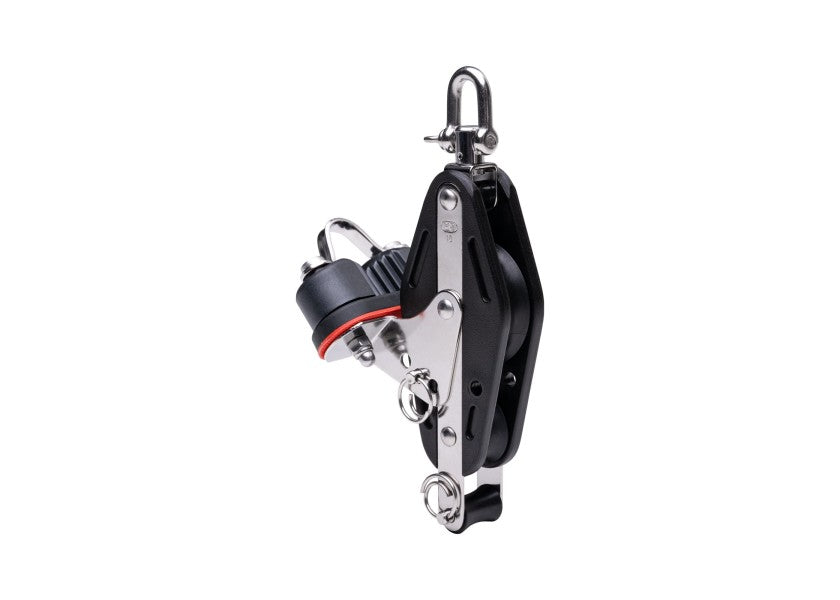 Violinblokk med svivel, cleat og underbøyle 10 mm glidelager 212 kg bakside