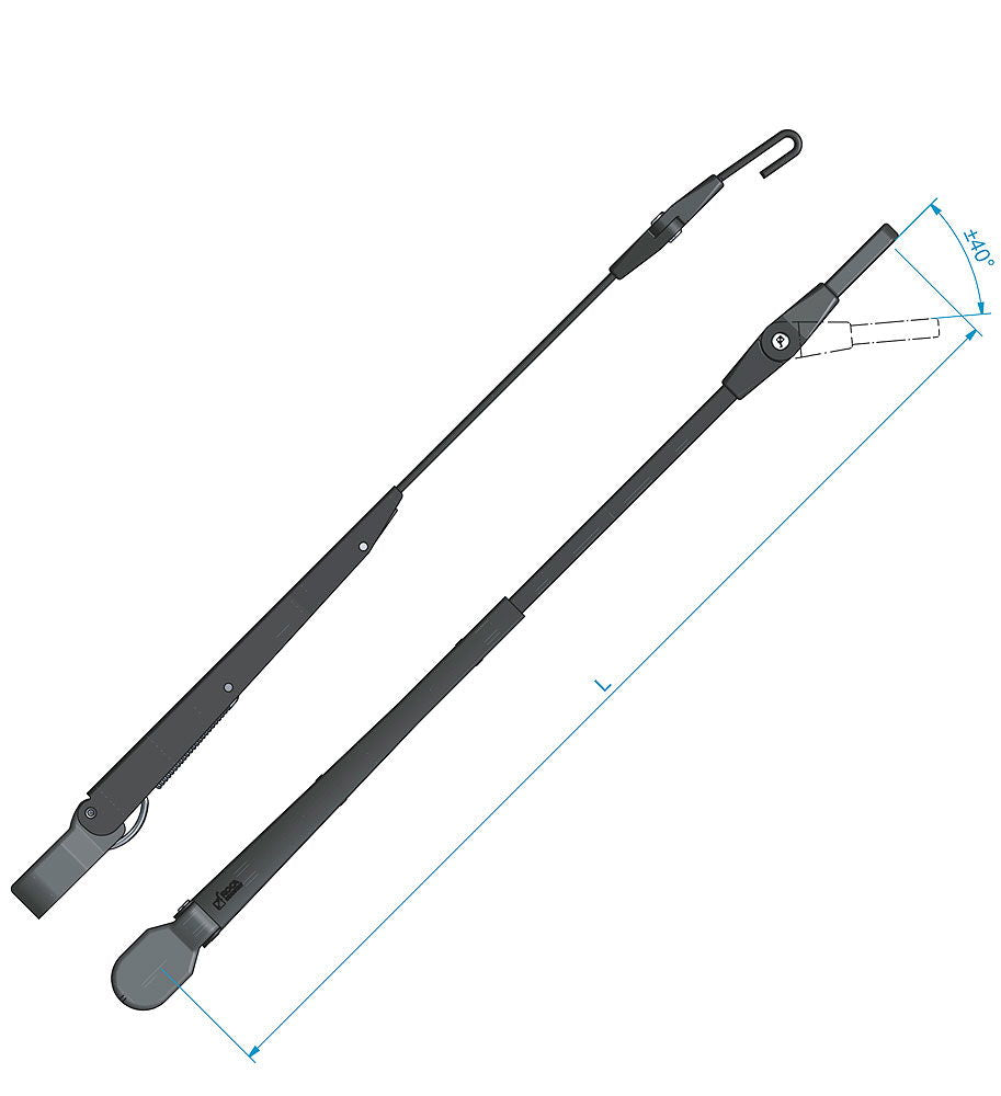Viskerarm justerbar rustfritt stål 480-640 mm - Roca detalj