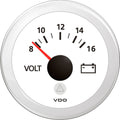 Voltmeter 52 mm hvit - VDO forfra