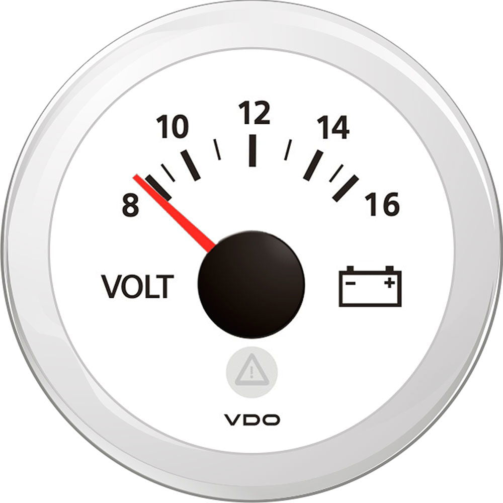 Voltmeter 52 mm hvit - VDO forfra