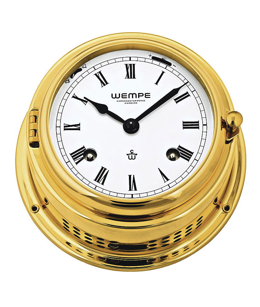 Wempe glasenuhr skipsklokke messing forkrommet forfra