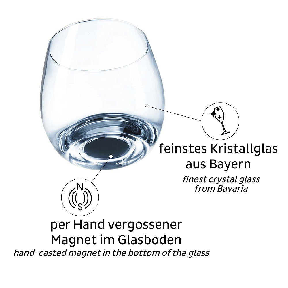 Whiskyglass med magnet krystall 2-pack - Silwy detalj magnetbunn