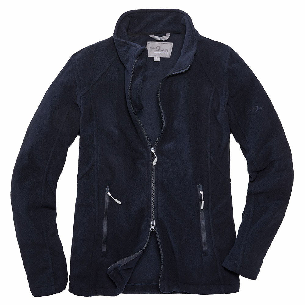 Detalj av glidelås på Windbreaker fleecejakke dame vindtett lett 2-veis glidelås Blue Wave