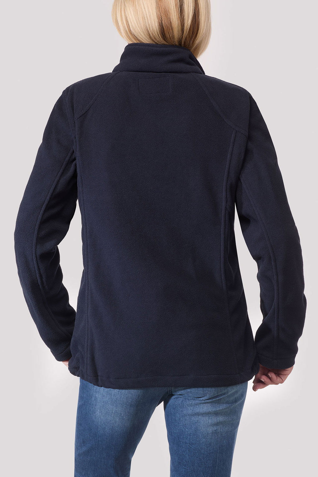 Sideprofil av Windbreaker fleecejakke dame vindtett lett 2-veis glidelås Blue Wave
